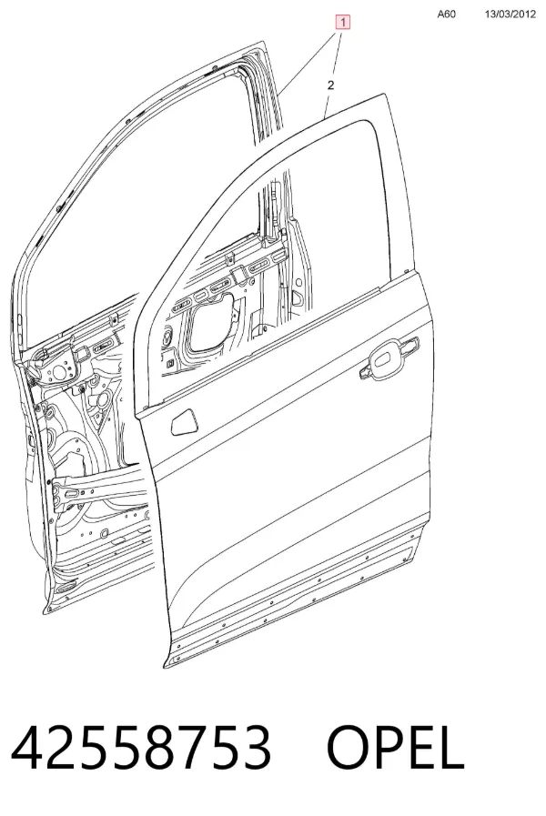 Дверь передняя левая 42558753 Opel