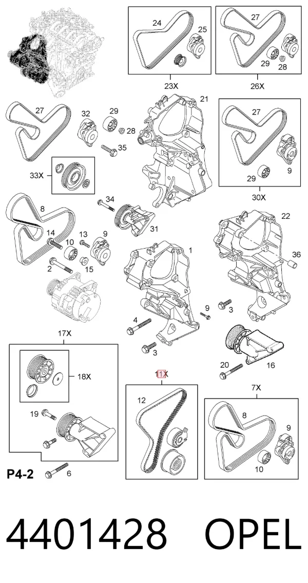 Комплект ГРМ 4401428 Opel