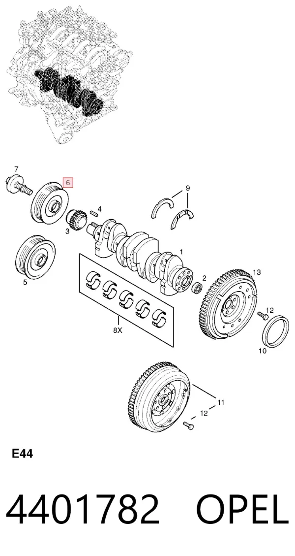 Шкив коленвала 4401782 Opel