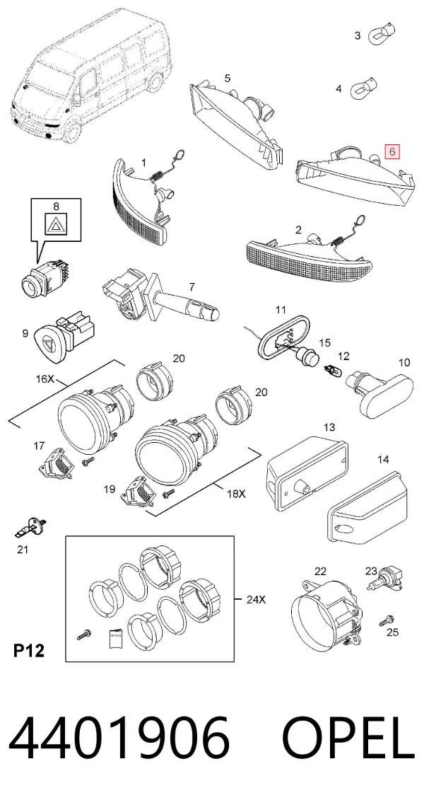Поворотник левый 4401906 Opel