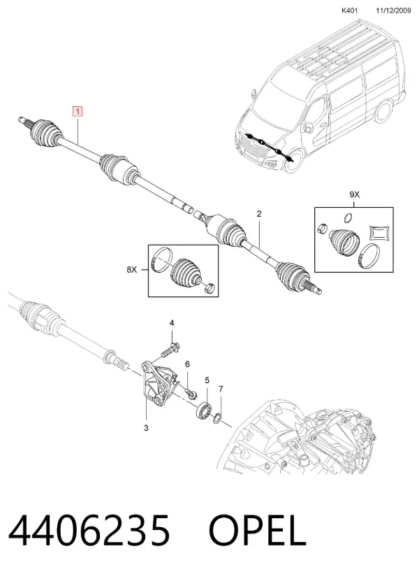 Правая полуось 4406235 Opel
