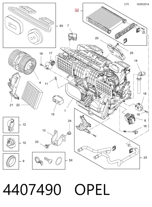 Радиатор печки 4407490 Opel
