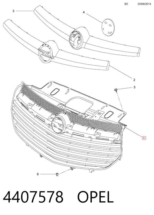 Решетка радиатора 4407578 Opel