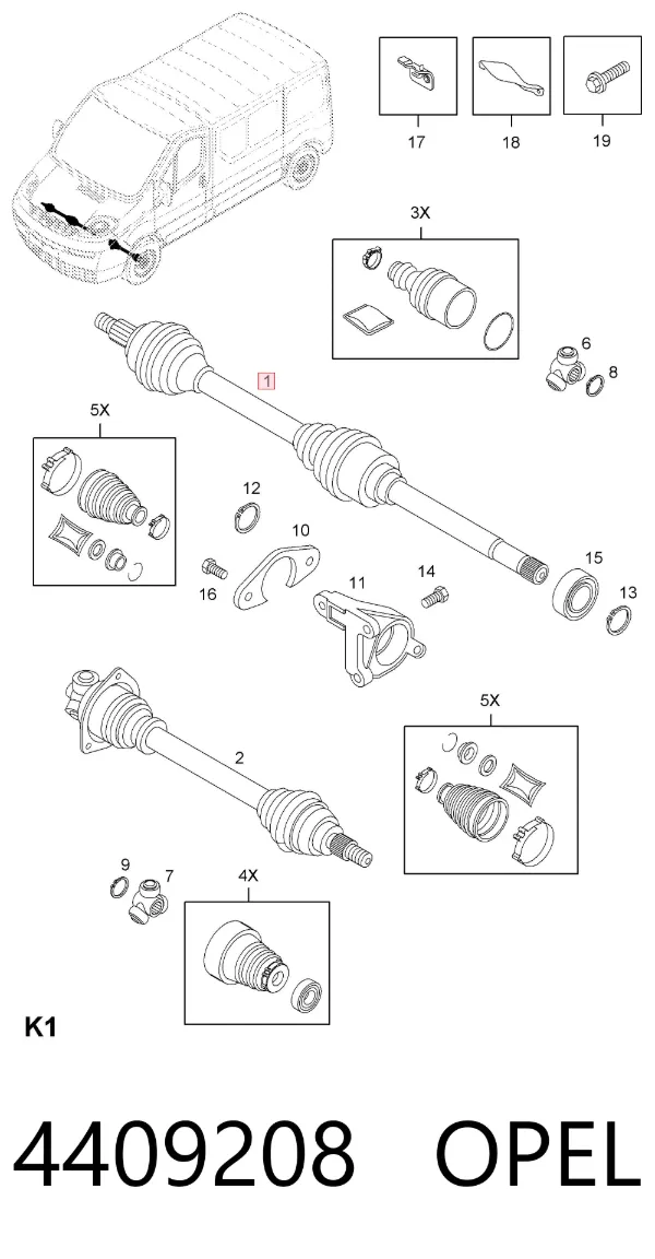 Правая полуось 4409208 Opel