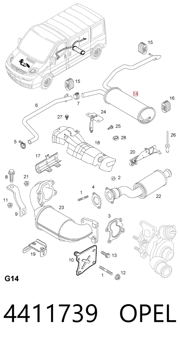 Глушитель задний 4411739 Opel