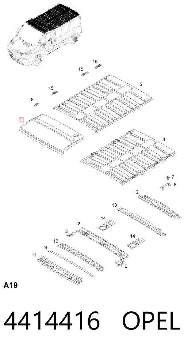 Крыша 4414416 Opel