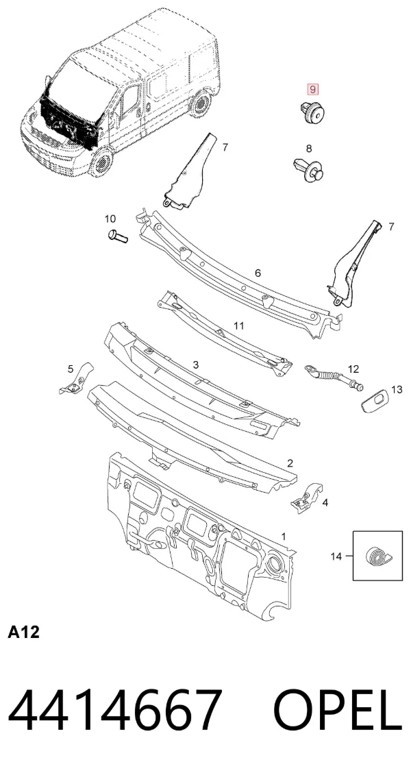 Пистон крепления обшивки двери 4414667 Opel