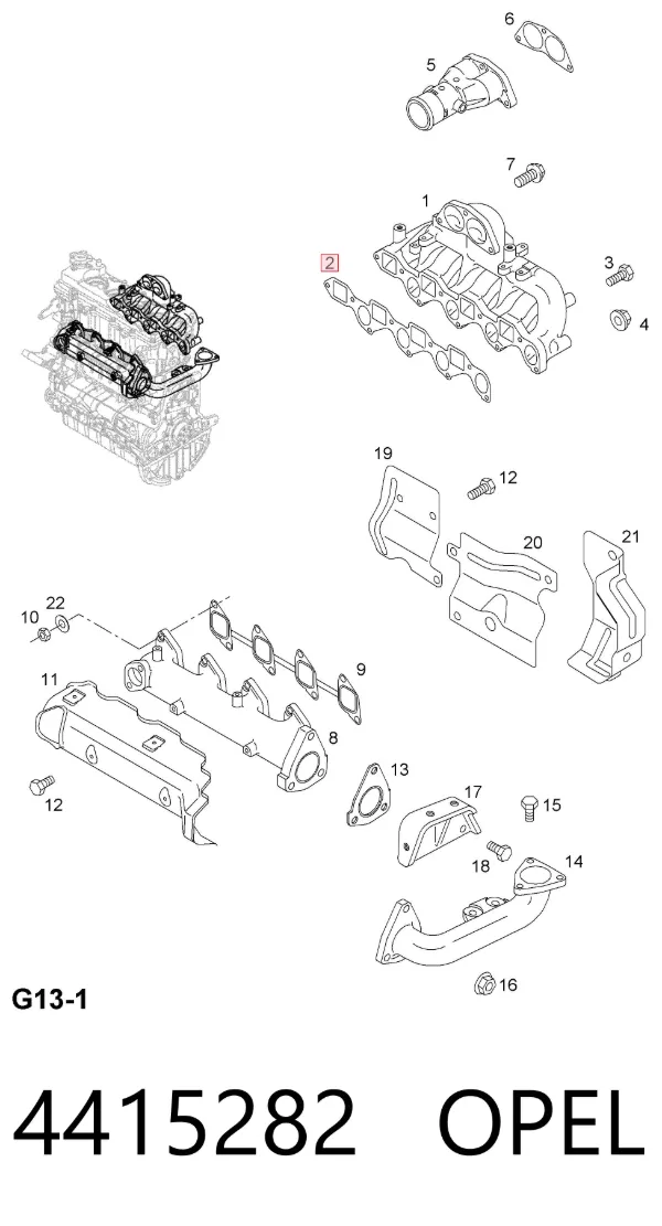 Прокладка впускного коллектора 4415282 Opel