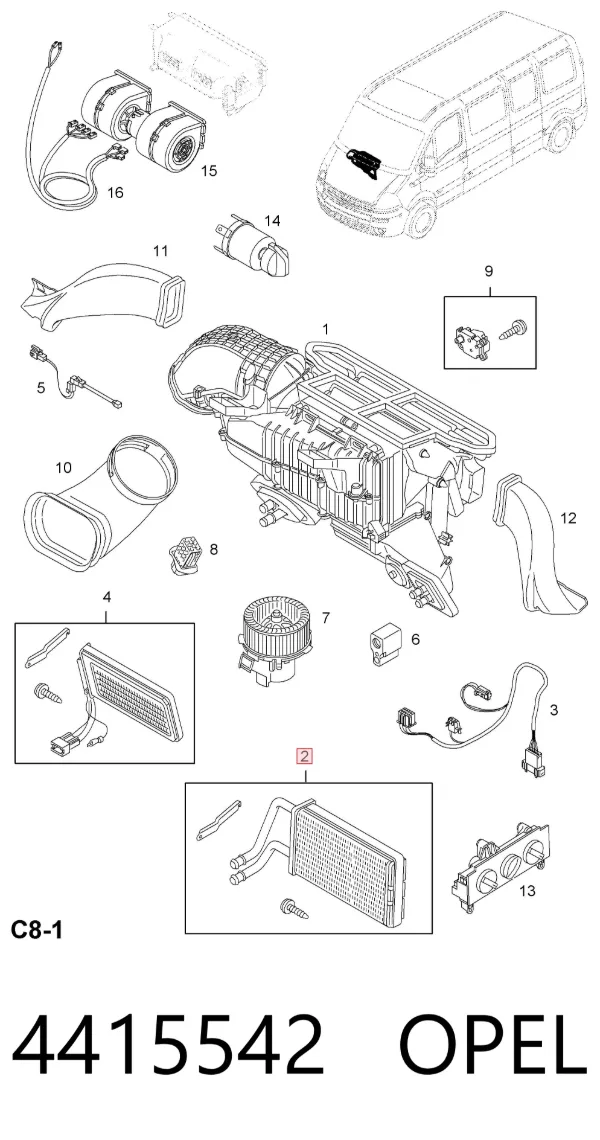Радиатор печки 4415542 Opel