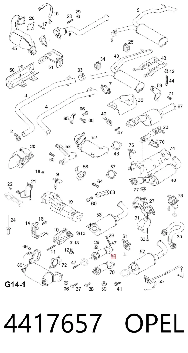 Приёмная труба 4417657 Opel