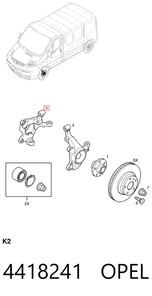 Цапфа передняя правая 4418241 Opel