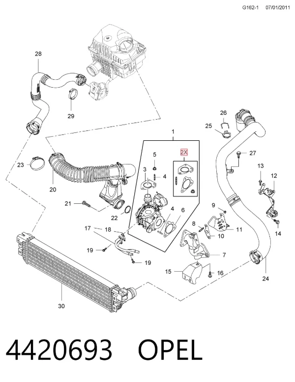 Прокладка турбины 4420693 Opel
