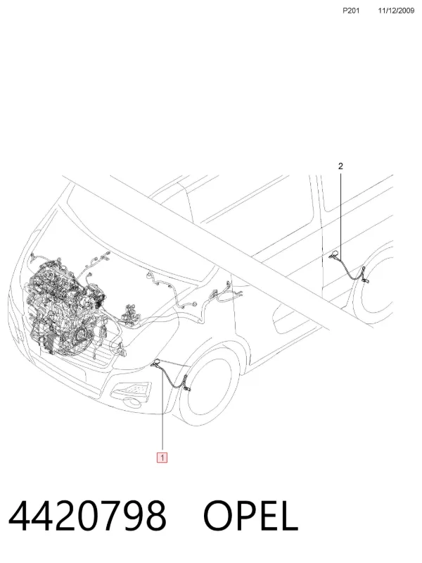 Провод датчика износа тормозных колодок передний 4420798 Opel