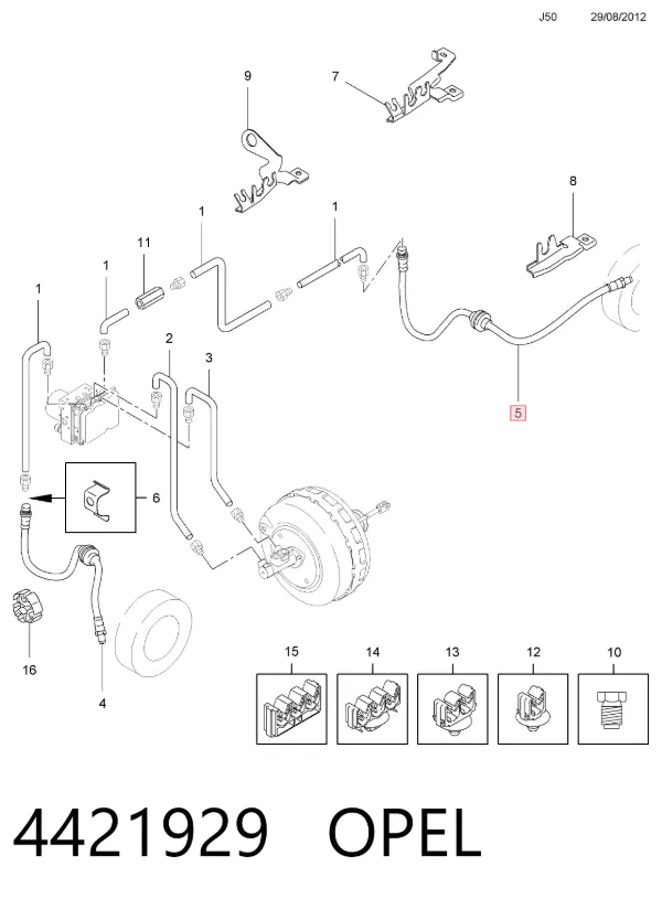 Задний тормозной шланг 4421929 Opel