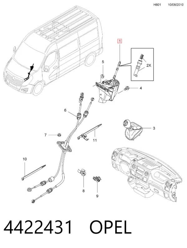 Кулиса переключения передач 4422431 Opel