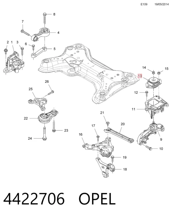 Подушка коробки передач 4422706 Opel
