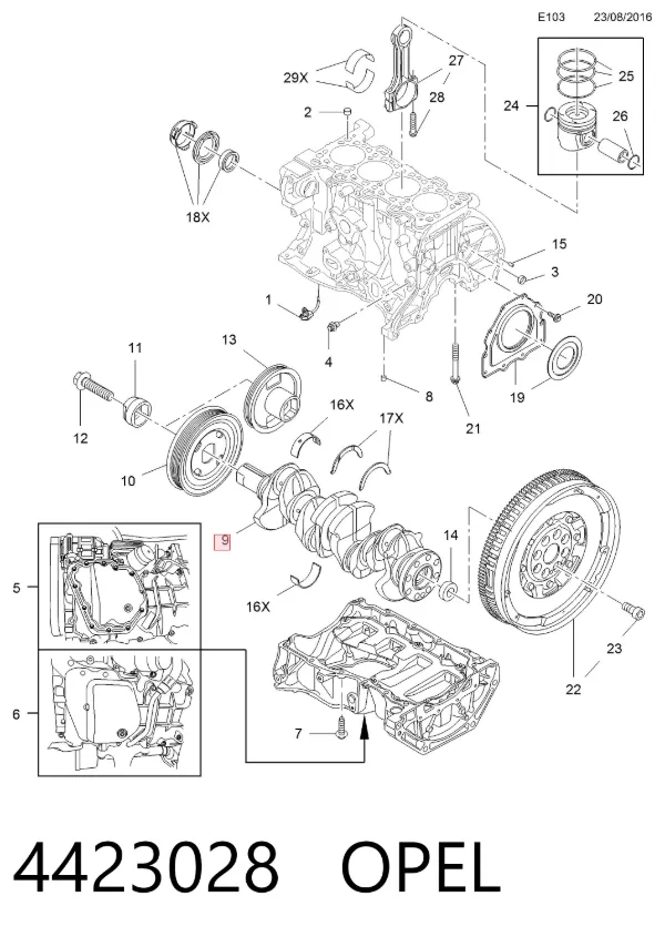 Коленвал 4423028 Opel
