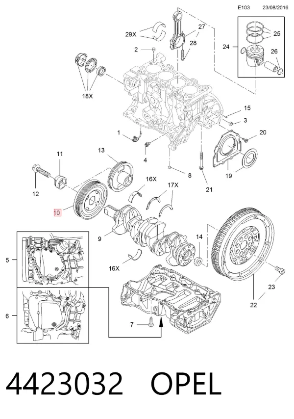 Шкив коленвала 4423032 Opel