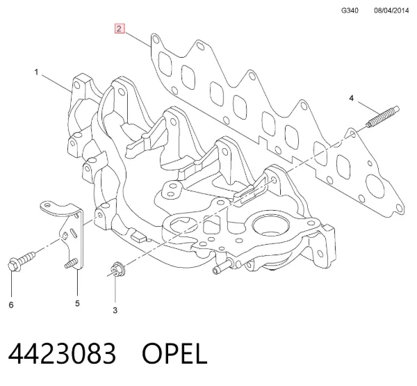 Прокладка впускного коллектора 4423083 Opel
