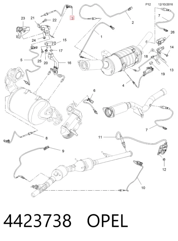 Датчик температуры отработавших газов (ОГ), клапана EGR 4423738 Opel