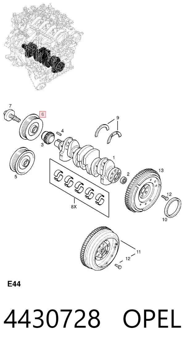 Шкив коленвала 4430728 Opel