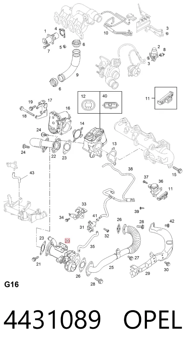 Радиатор системы EGR 4431089 Opel