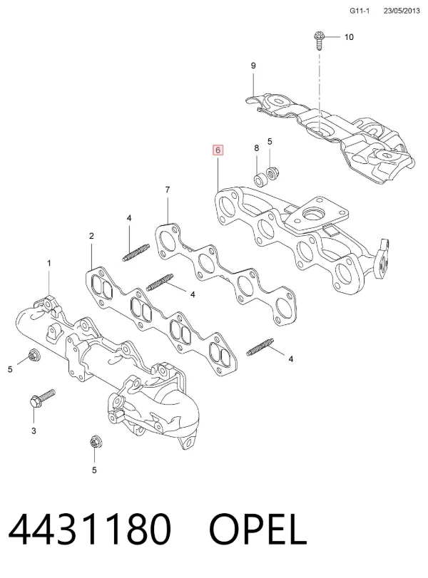 Выпускной коллектор 4431180 Opel