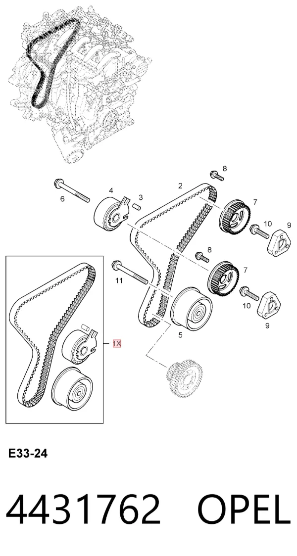Комплект ГРМ 4431762 Opel