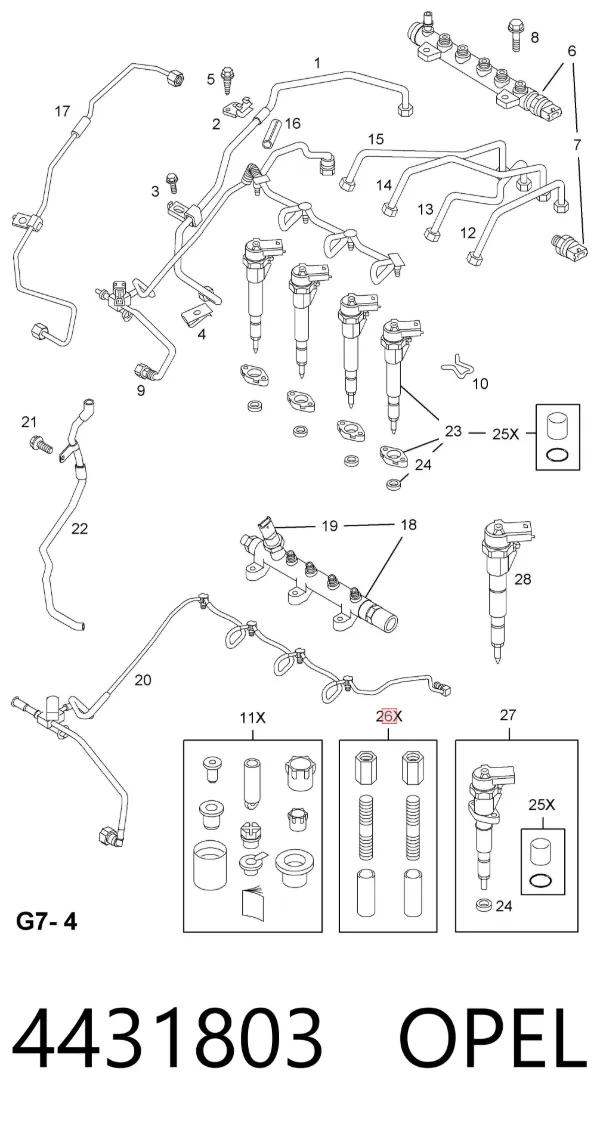 Болт крепления форсунки 4431803 Opel