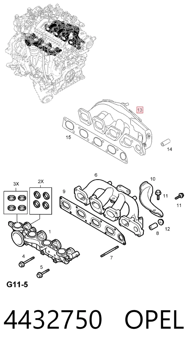 Выпускной коллектор 4432750 Opel