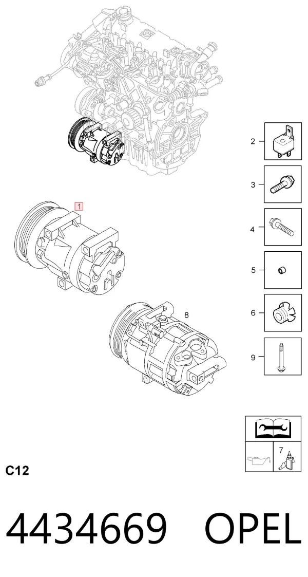 Компрессор кондиционера 4434669 Opel