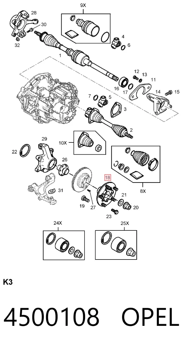 Передняя ступица 4500108 Opel