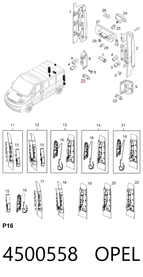Катафот заднего бампера 4500558 Opel