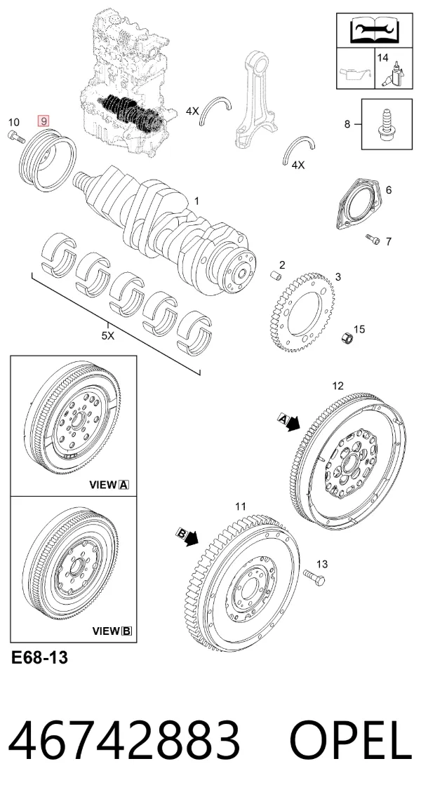 Шкив коленвала 46742883 Opel