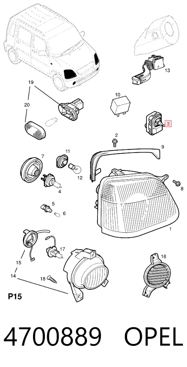 Корректор фар 4700889 Opel