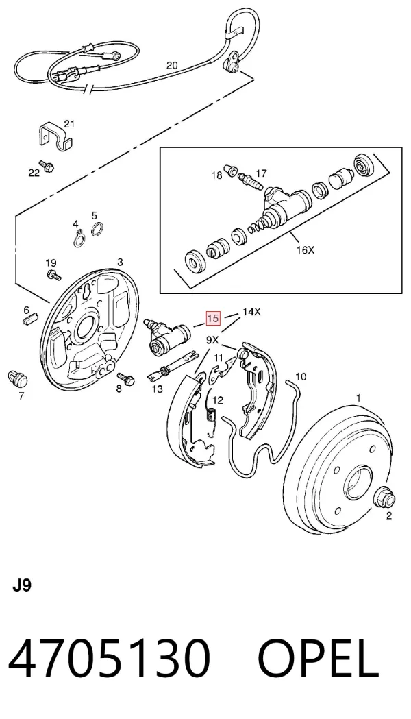 Цилиндр тормозной колесный 4705130 Opel