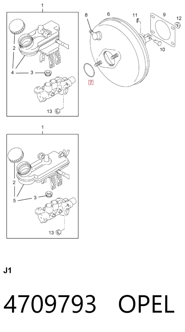 Ремкомплект тормозного цилиндра 4709793 Opel