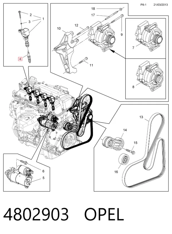Свечи зажигания 4802903 Opel
