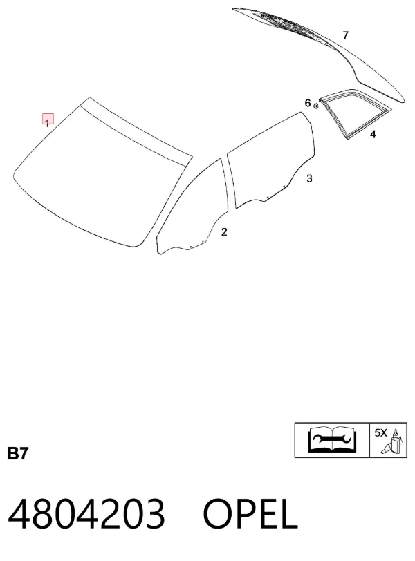 Лобовое стекло 4804203 Opel