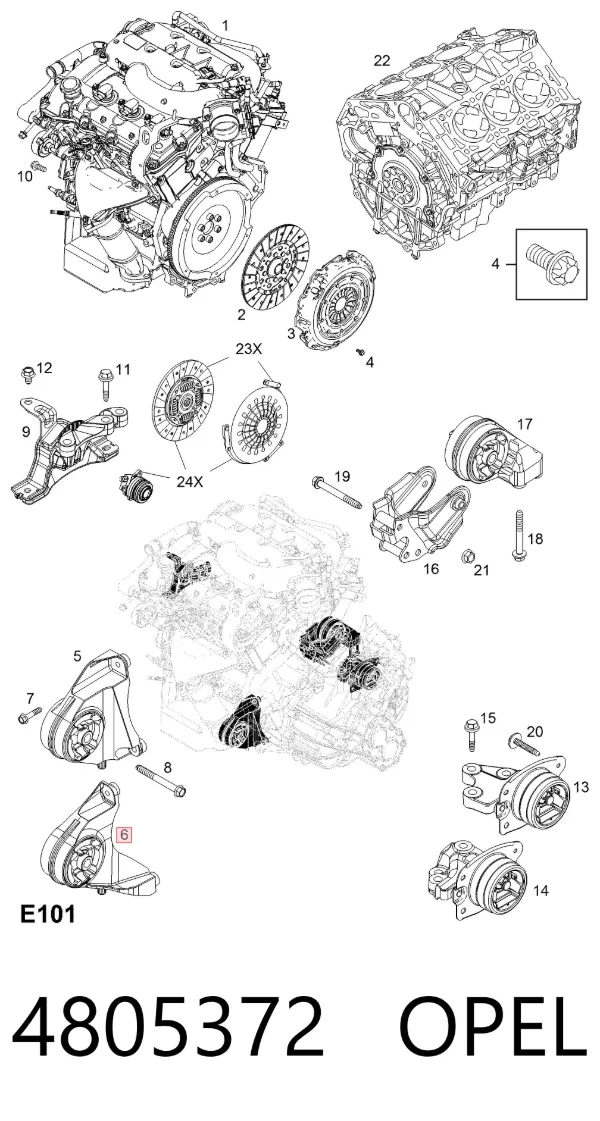 Передняя опора двигателя 4805372 Opel
