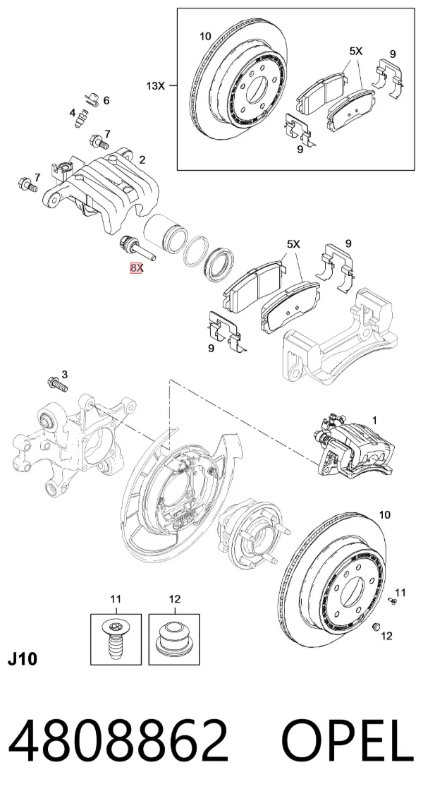 Направляющая суппорта заднего 4808862 Opel