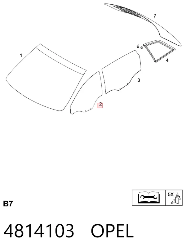 Стекло двери передней правой 4814103 Opel
