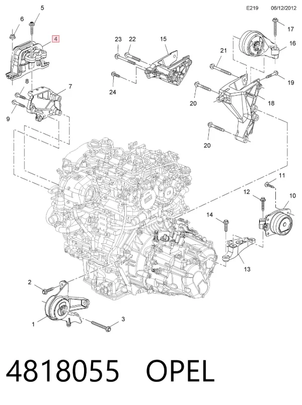 Правая подушка двигателя 4818055 Opel