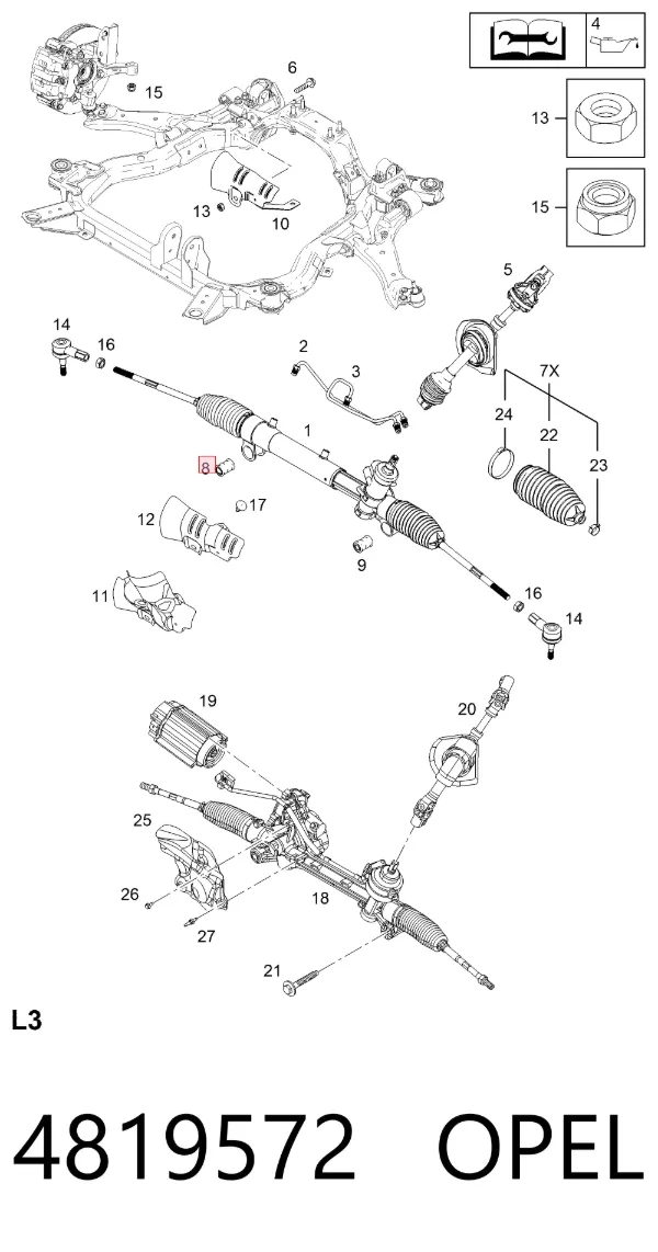 Втулка крепления рулевой рейки правая 4819572 Opel