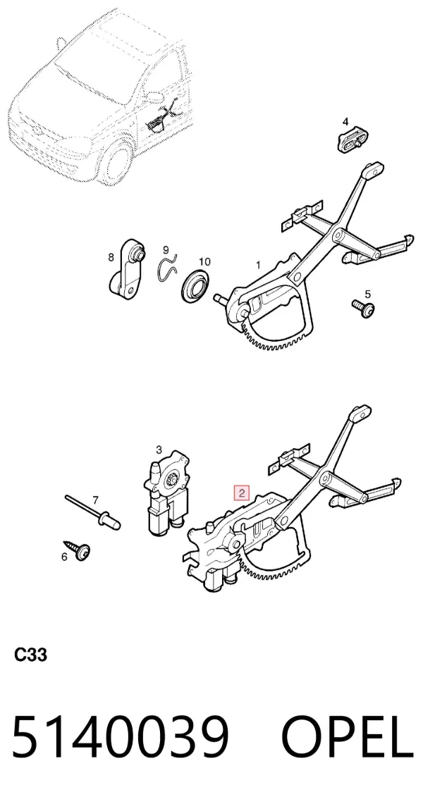 Стеклоподъемник передней левой двери 5140039 Opel