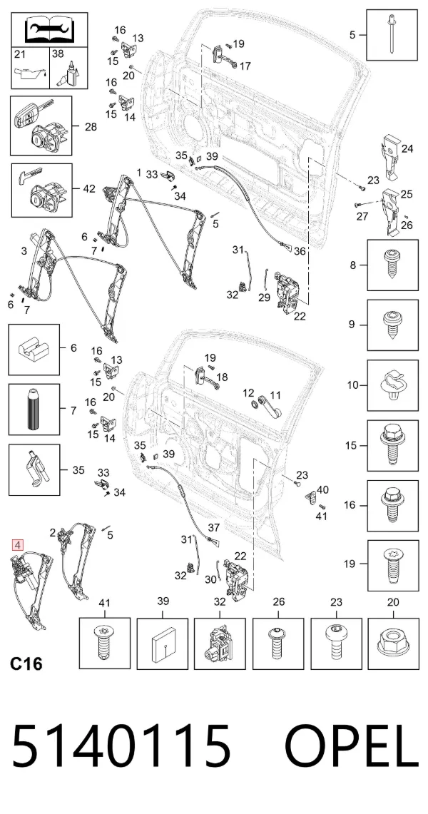 Стеклоподъемник передней левой двери 5140115 Opel