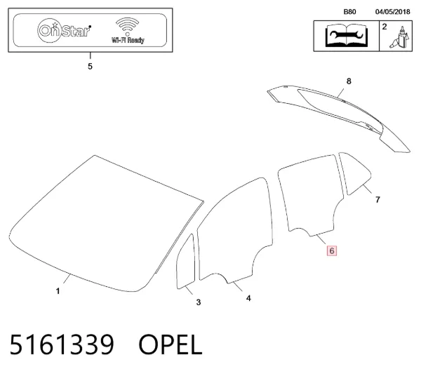 Стекло двери задней правой 95276490 Opel