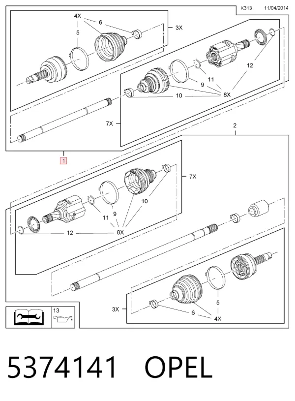 Левая полуось 5374141 Opel