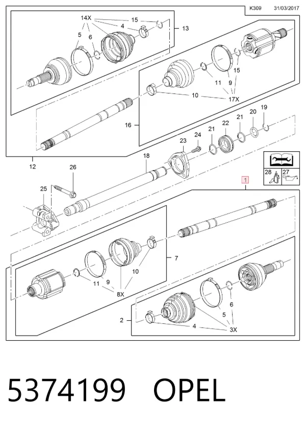 Правая полуось 5374199 Opel
