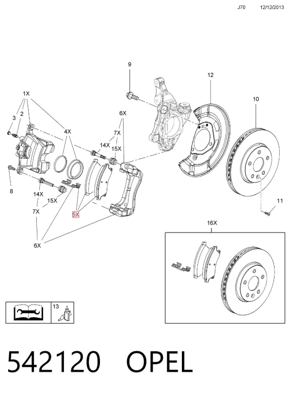 Передние тормозные колодки 542120 Opel
